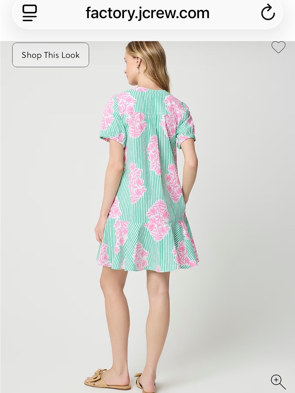 NWT J. Crew Factory Green & Pink Floral Stripe dress - Picture 3 of 6